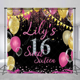 Aperturee - Aperturee Glitter Balloon Custom Sweet 16 Birthday Backdrop